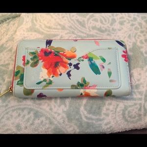 Light blue with pink floral design wallet!